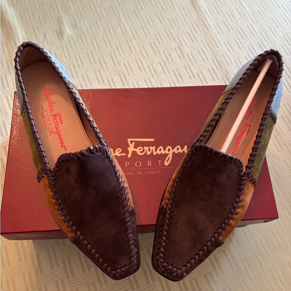 Salvatore Ferragamo Women’s Multi Color and Tan Loafers